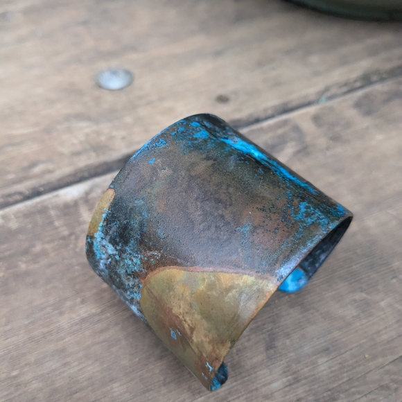 SOLD ETSY-Wide Patina Cuff Bracelet - Picture 3 of 11